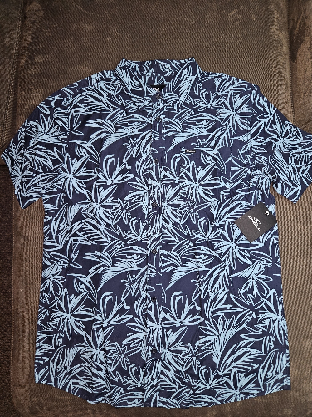 O'Neill Navy and Light Blue Floral Button-Up Shirt